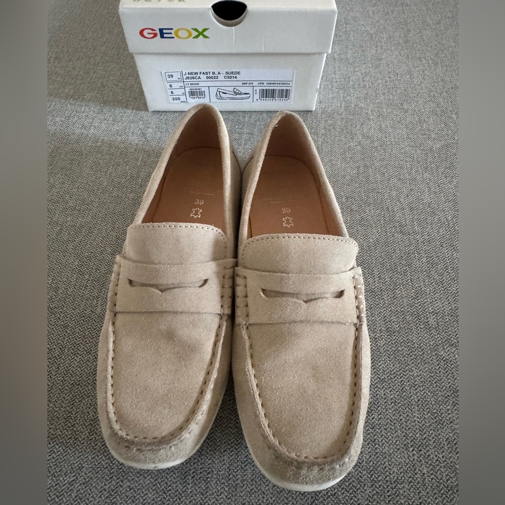 Geox Tan Loafers Slip-Ons Suede